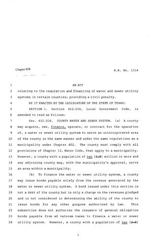 80th Texas Legislature, Regular Session, House Bill 1314, Chapter 858
