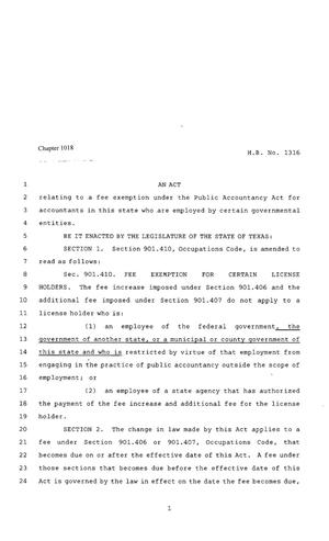 80th Texas Legislature, Regular Session, House Bill 1316, Chapter 1018