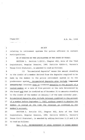 80th Texas Legislature, Regular Session, House Bill 1318, Chapter 1413