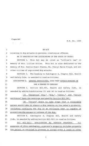 80th Texas Legislature, Regular Session, House Bill 1355, Chapter 669