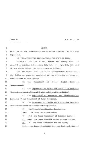 80th Texas Legislature, Regular Session, House Bill 1370, Chapter 670