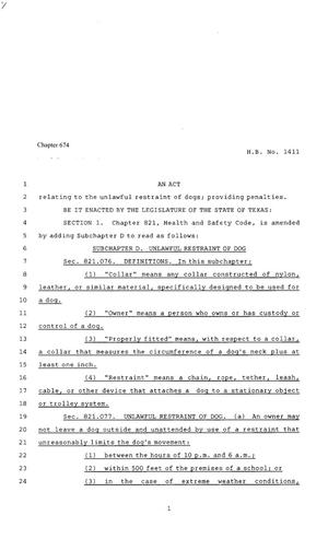 80th Texas Legislature, Regular Session, House Bill 1411, Chapter 674