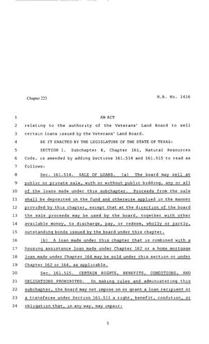 80th Texas Legislature, Regular Session, House Bill 1416, Chapter 223