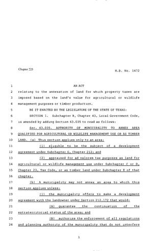 80th Texas Legislature, Regular Session, House Bill 1472, Chapter 225