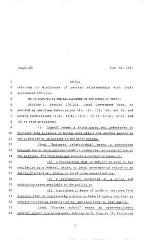 80th Texas Legislature, Regular Session, House Bill 1491, Chapter 226