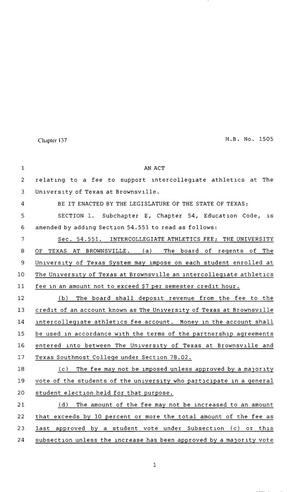 80th Texas Legislature, Regular Session, House Bill 1505, Chapter 137