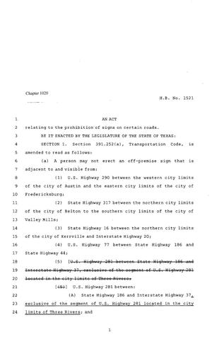80th Texas Legislature, Regular Session, House Bill 1521,Chapter 1020