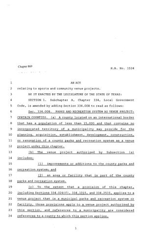 80th Texas Legislature, Regular Session, House Bill 1524, Chapter 869