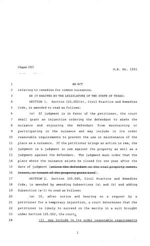 80th Texas Legislature, Regular Session, House Bill 1551, Chapter 1023