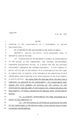 80th Texas Legislature, Regular Session, House Bill 1561, Chapter 678