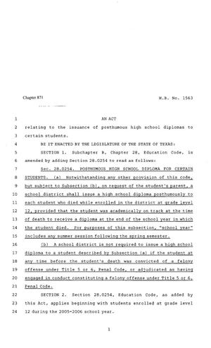 80th Texas Legislature, Regular Session, House Bill 1563, Chapter 871