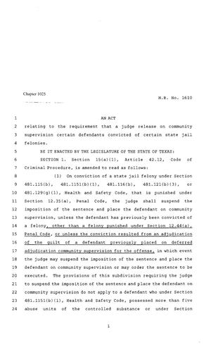 80th Texas Legislature, Regular Session, House Bill 1610, Chapter 1025