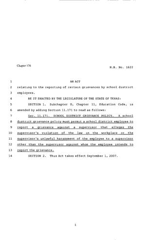 80th Texas Legislature, Regular Session, House Bill 1622, Chapter 176