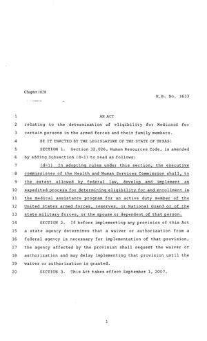 80th Texas Legislature, Regular Session, House Bill 1633, Chapter 1028