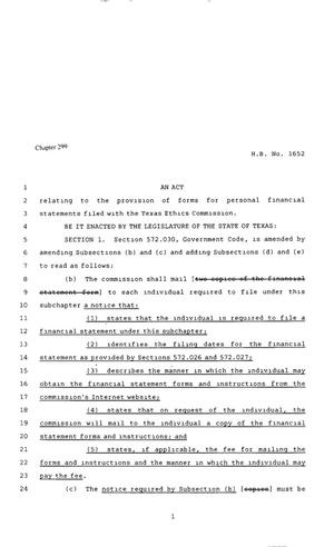 80th Texas Legislature, Regular Session, House Bill 1652, Chapter 299