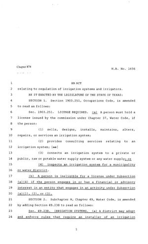 80th Texas Legislature, Regular Session, House Bill 1656, Chapter 874