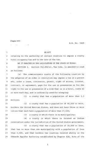80th Texas Legislature, Regular Session, House Bill 1669, Chapter 1031