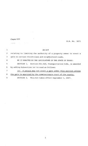 80th Texas Legislature, Regular Session, House Bill 1671, Chapter 1032