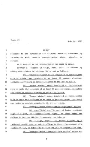 80th Texas Legislature, Regular Session, House Bill 1767, Chapter 690