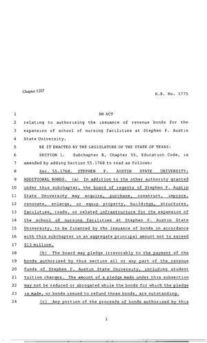 80th Texas Legislature, Regular Session, House Bill 1775, Chapter 1207