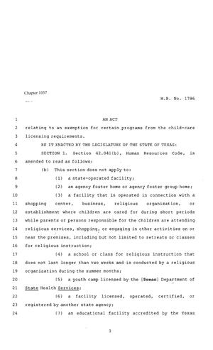 80th Texas Legislature, Regular Session, House Bill 1786, Chapter 1037