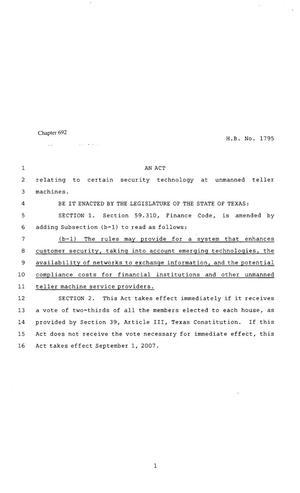 80th Texas Legislature, Regular Session, House Bill 1795, Chapter 692