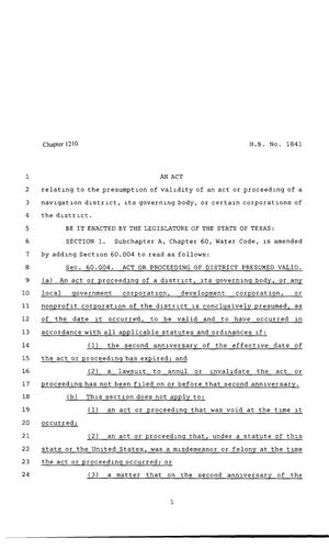 80th Texas Legislature, Regular Session, House Bill 1841, Chapter 1210
