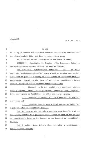 80th Texas Legislature, Regular Session, House Bill 1847, Chapter 695