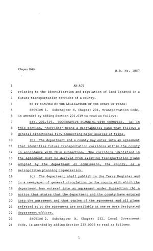 80th Texas Legislature, Regular Session, House Bill 1857, Chapter 1040