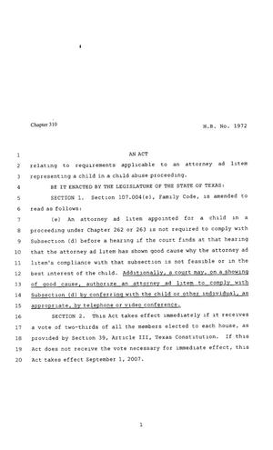 80th Texas Legislature, Regular Session, House Bill 1972, Chapter 310