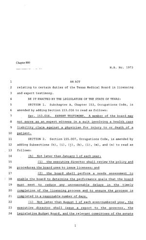 80th Texas Legislature, Regular Session, House Bill 1973, Chapter 880