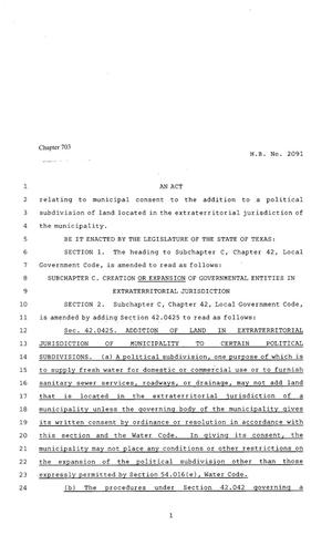80th Texas Legislature, Regular Session, House Bill 2091, Chapter 703
