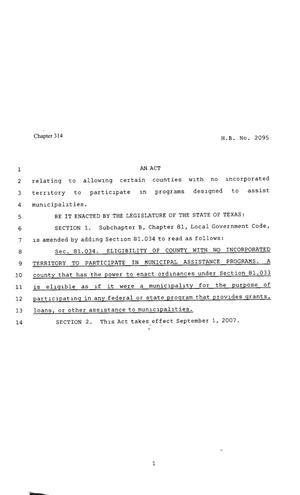 80th Texas Legislature, Regular Session, House Bill 2095, Chapter 314
