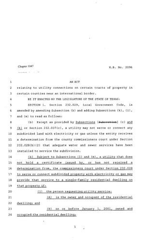 80th Texas Legislature, Regular Session, House Bill 2096, Chapter 1047