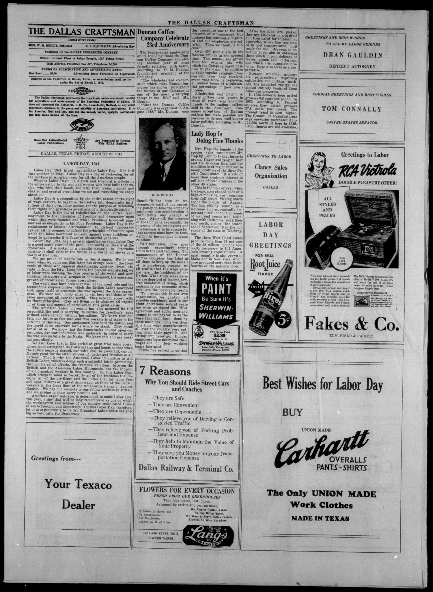 The Dallas Craftsman (Dallas, Tex.), Vol. 30, No. 35, Ed. 1 Friday, August 29, 1941
                                                
                                                    [Sequence #]: 4 of 16
                                                
