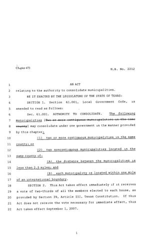 80th Texas Legislature, Regular Session, House Bill 2212, Chapter 473