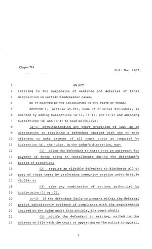 80th Texas Legislature, Regular Session, House Bill 2267, Chapter 714