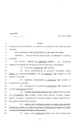80th Texas Legislature, Regular Session, House Bill 2328, Chapter 886