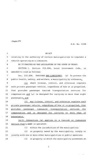80th Texas Legislature, Regular Session, House Bill 2338, Chapter 476