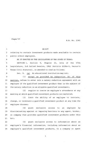 80th Texas Legislature, Regular Session, House Bill 2341, Chapter 715