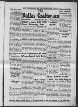 Primary view of object titled 'The Dallas Craftsman (Dallas, Tex.), Vol. 49, No. 7, Ed. 1 Friday, July 6, 1962'.