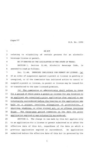 80th Texas Legislature, Regular Session, House Bill 2350, Chapter 717