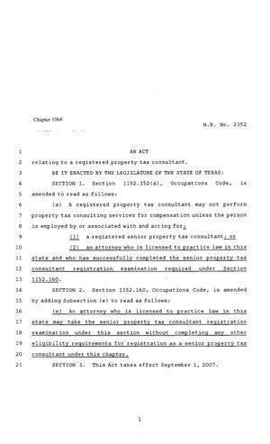 80th Texas Legislature, Regular Session, House Bill 2352, Chapter 1064
