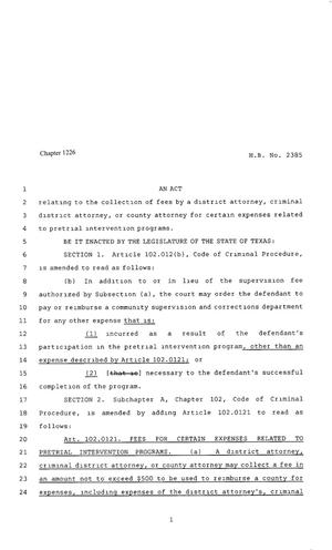 80th Texas Legislature, Regular Session, House Bill 2385, Chapter 1226