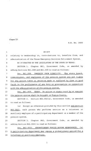 80th Texas Legislature, Regular Session, House Bill 2400, Chapter 321