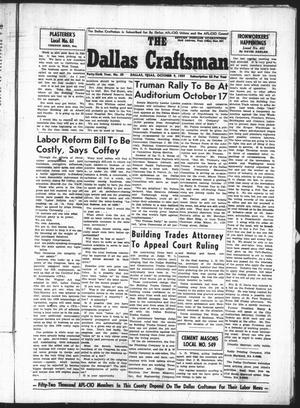 Primary view of object titled 'The Dallas Craftsman (Dallas, Tex.), Vol. 46, No. 20, Ed. 1 Friday, October 9, 1959'.