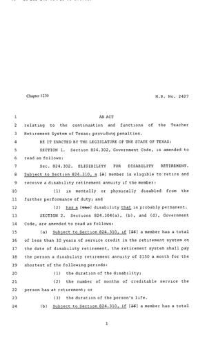 80th Texas Legislature, Regular Session, House Bill 2427, Chapter 1230