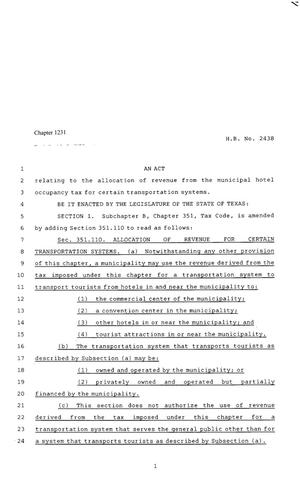 80th Texas Legislature, Regular Session, House Bill 2438, Chapter 1231