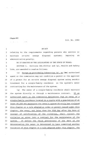 80th Texas Legislature, Regular Session, House Bill 2482, Chapter 892