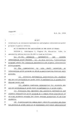 80th Texas Legislature, Regular Session, House Bill 2504, Chapter 893